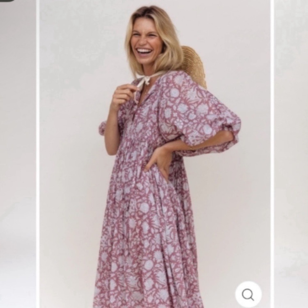 Daughters of India Pink Floral Midi Dress